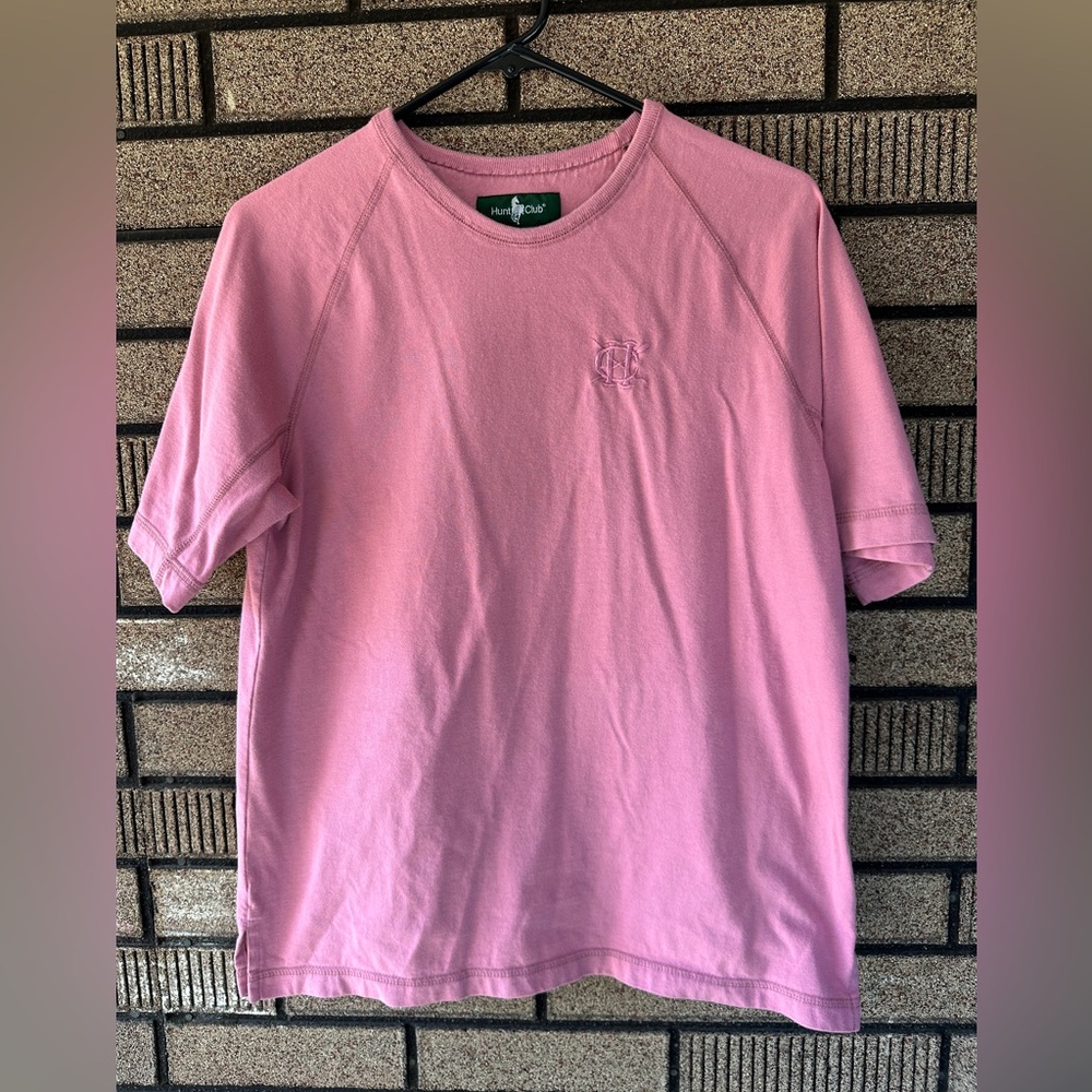 Vtg Hunt Club Pink Short Sleeve Embroidered Logo Tee Women’s Small